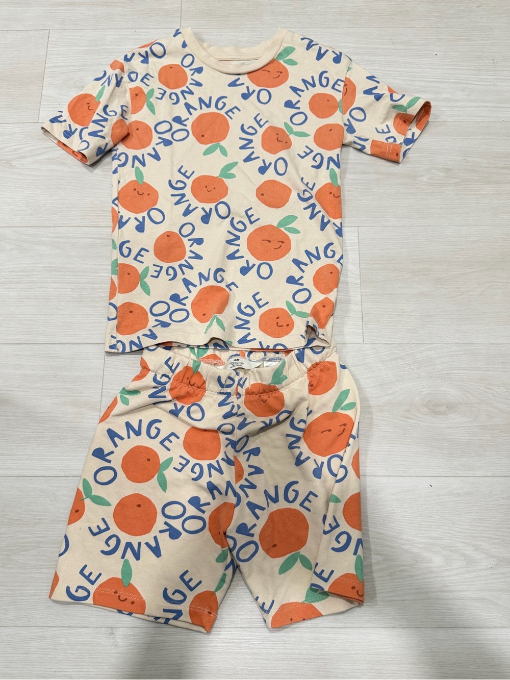H&M Kids Orange Print Short Set - Cream & Orange